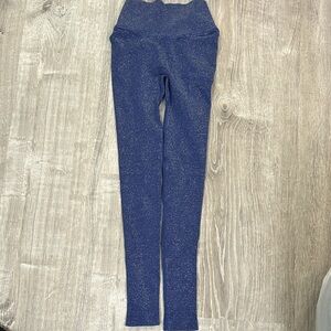 NUX Blue Metallic Full Length Leggings Seamless NEW